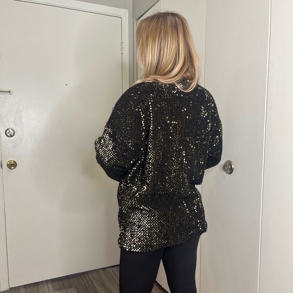 Express black & gold sequin cardigan jacket - Picture 6 of 10